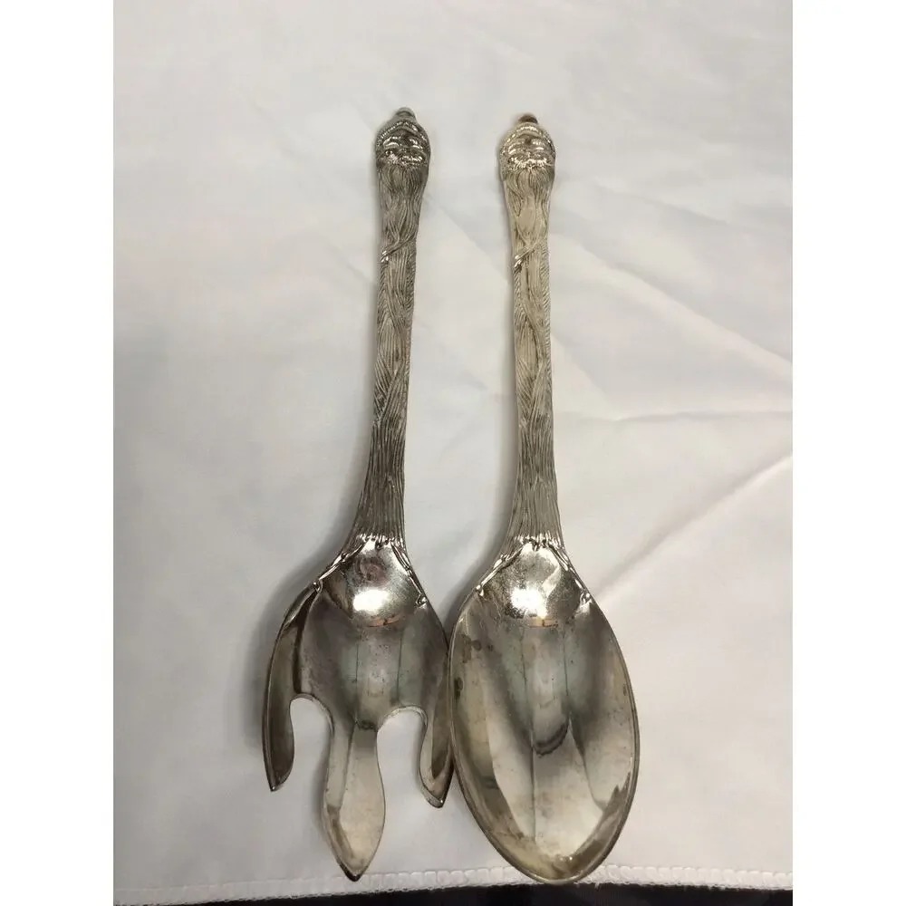 International Silver Co. Christmas Santa Claus Serving Spoon & Fork Set